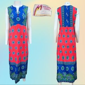 AMAZING Vintage 1960's MALIHINI HAWAII Designer Collection Maxi Dress